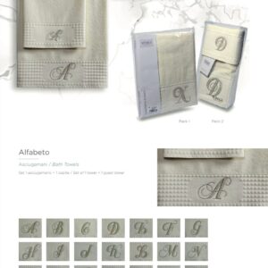 Set 1 Asciugamano+1 Ospite Alfabeto VINGI